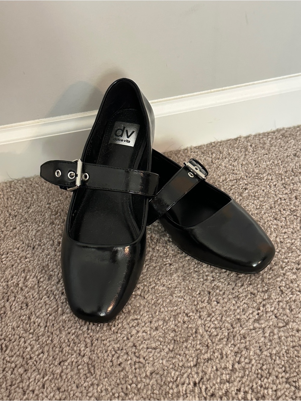 Dolce Vita Black Patent Mary Jane Strap Flats